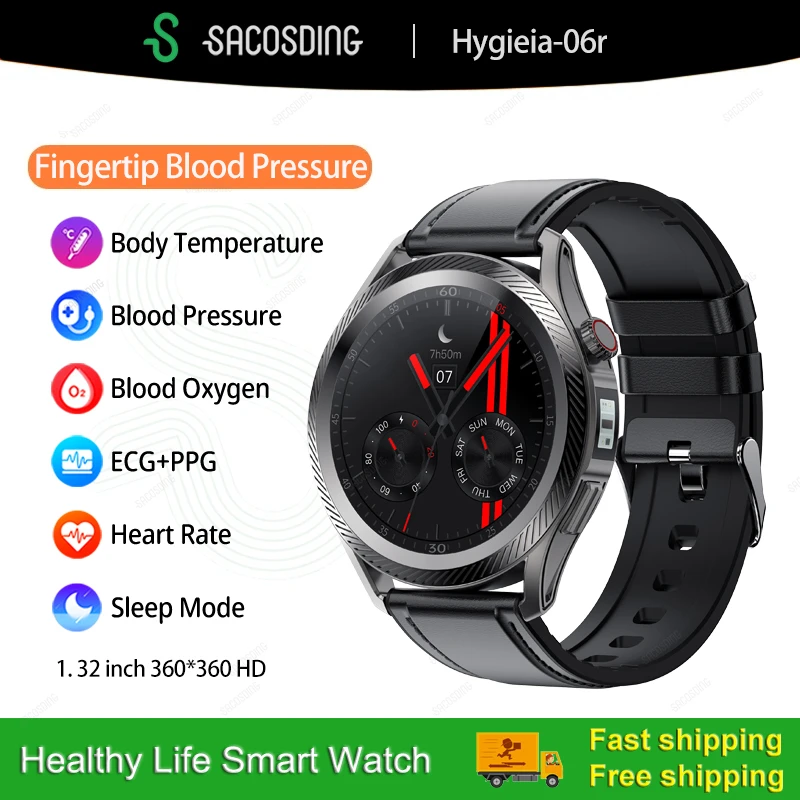 

Medical Smart Watch Fingertip Blood Pressure Smart Health Watches 360*360 HD Screen Smartwatch Thermometer Heart Rate Monitor
