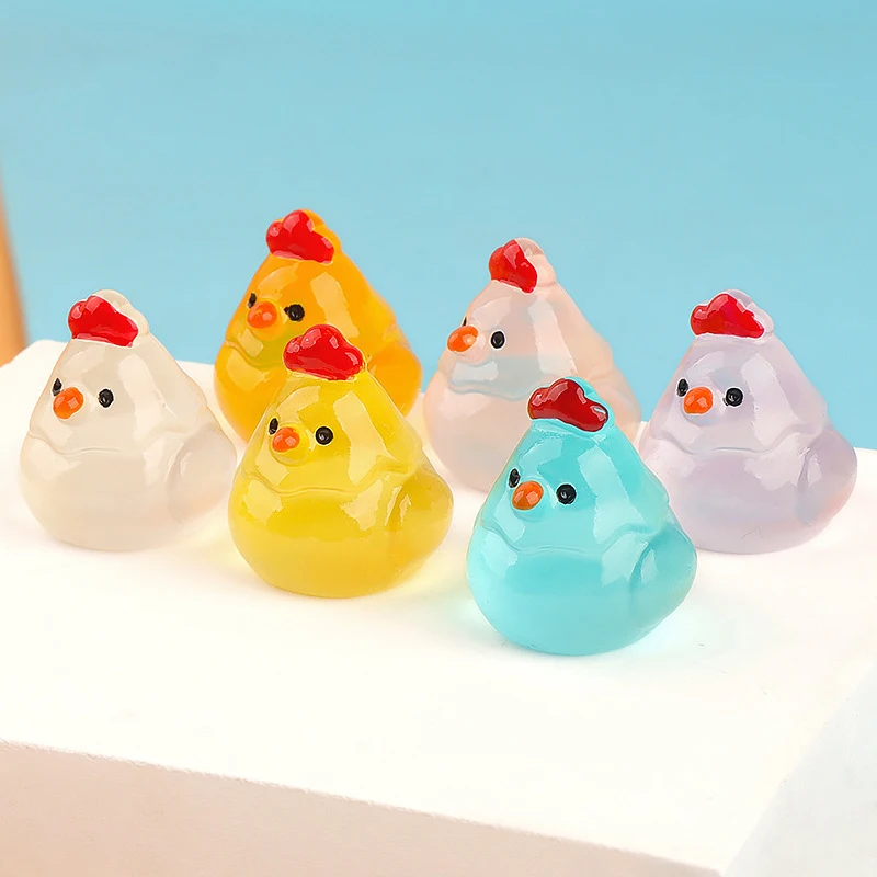 5 шт. миниатюрные фигурки цыплят из фосфоресцирующей смолы