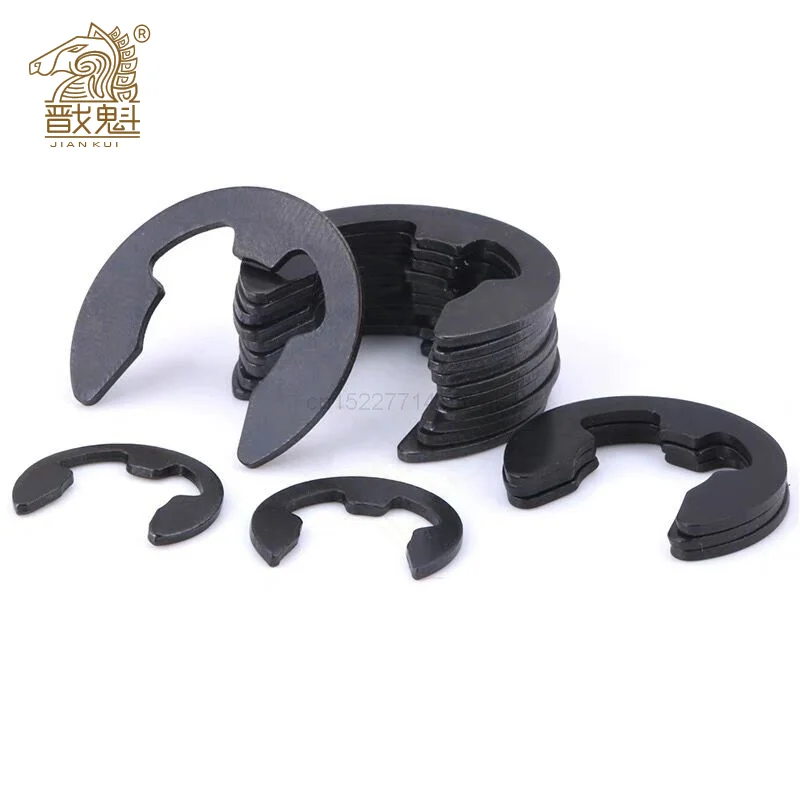 

10/100pcs M1.2 M1.5 M2 M3 M3.5 M4 M5 M6 M7 M8 M9 M10 M12 M15 Black Steel E Clip Circlip Retaining Ring Washer for Shaft Fastener