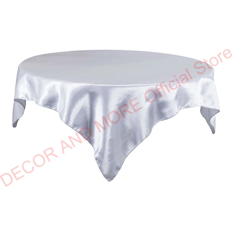 Скатерть квадратная из полиэстера однотонная атласная для стола свадебного