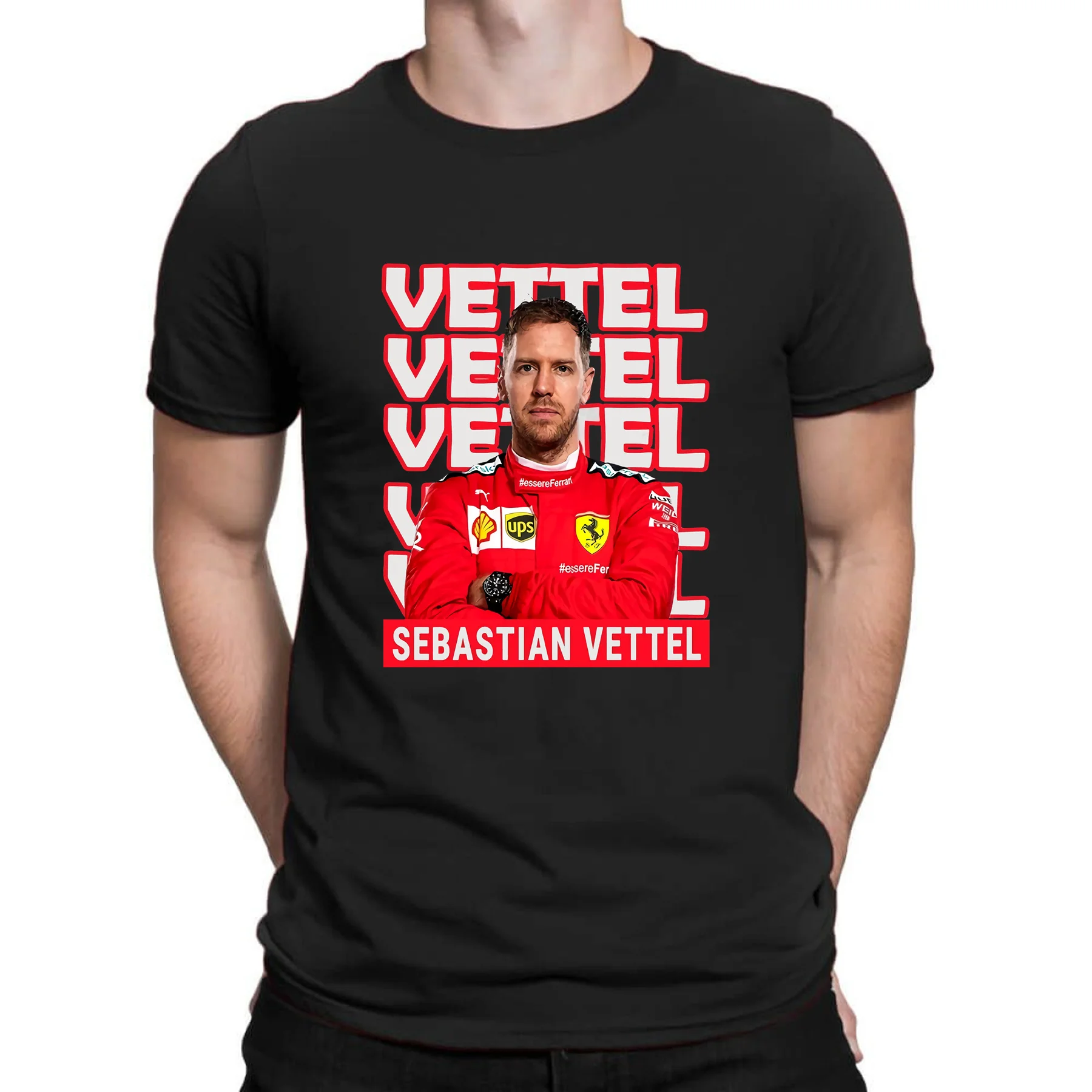 

2023 Hot Sale Summer 100% Cotton Sebastian Vettel Silhouette T Shirt Men Short Sleeves Cool Tee Hip Hop Streetwear T-shirt