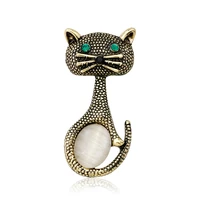 tulx vintage opal cat brooch pins for women gold color cute animal brooches collar lapel backpack badge jewelry
