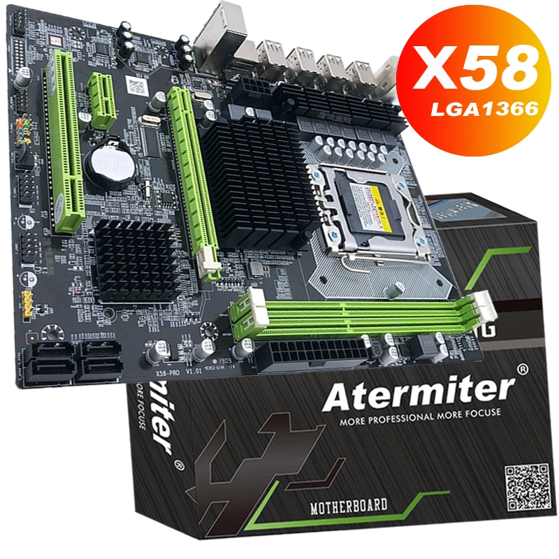 Материнская плата Atermiter X58 LGA 1366 с поддержкой серверной памяти REG ECC и процессора Xeon