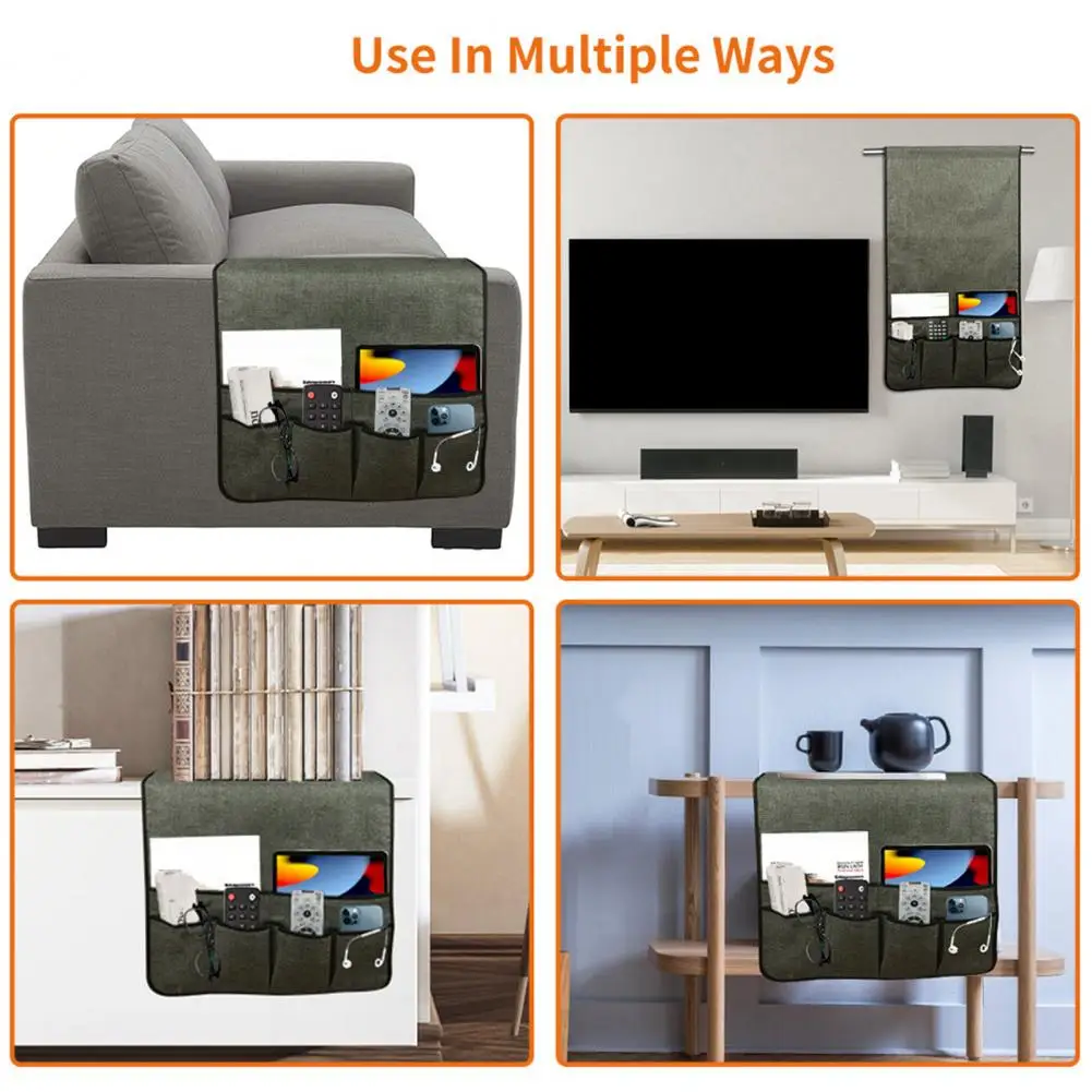 

External Divided Pocket Multi-pocket Sofa Armrest Storage Bag Remote Control Sundries Organizer for Chair Bedside More Organized