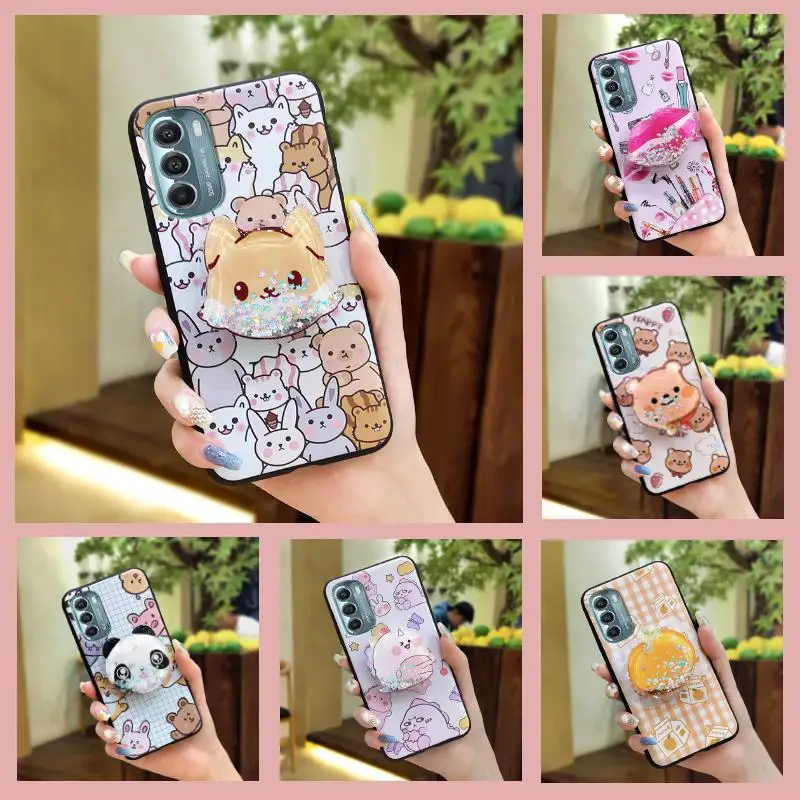 

Cartoon Cute Quicksand Kickstand Soft TPU Cover For Motorola Moto G Stylus Power Z4 Play Defy Pure 4G 5G 2021 2022 2023 Cases