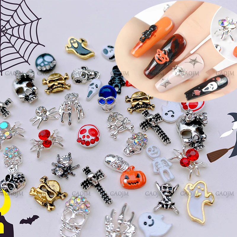 

20pcs Mixed Nail Art Decorations Charms Nail Supplies for Professionals Accesoires Art Decor Halloween Nail Supplies Alloy