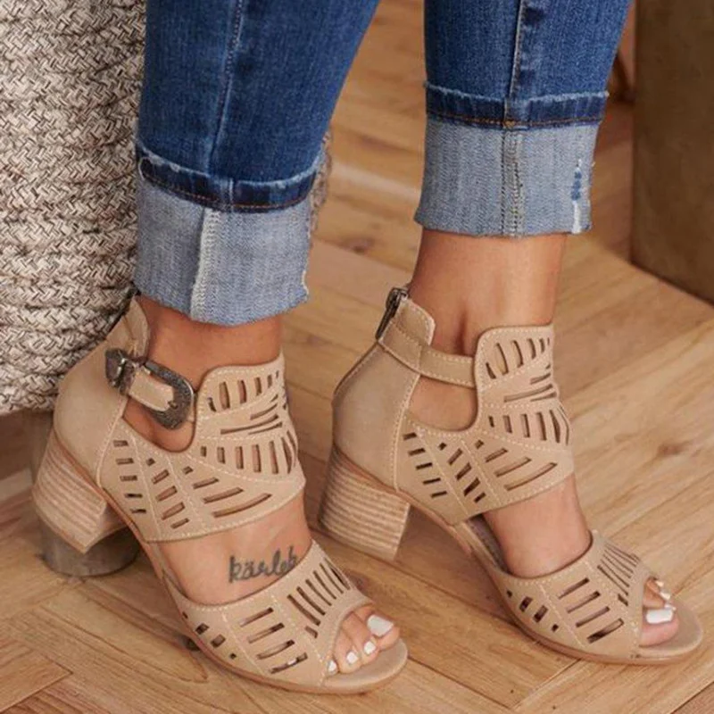 Women Sandals High Heel Gladiator Buckle Strap Fashion Shoes Woman Sandalias Mujer 2022 Summer Ladies Sandals Plus Size 35-43