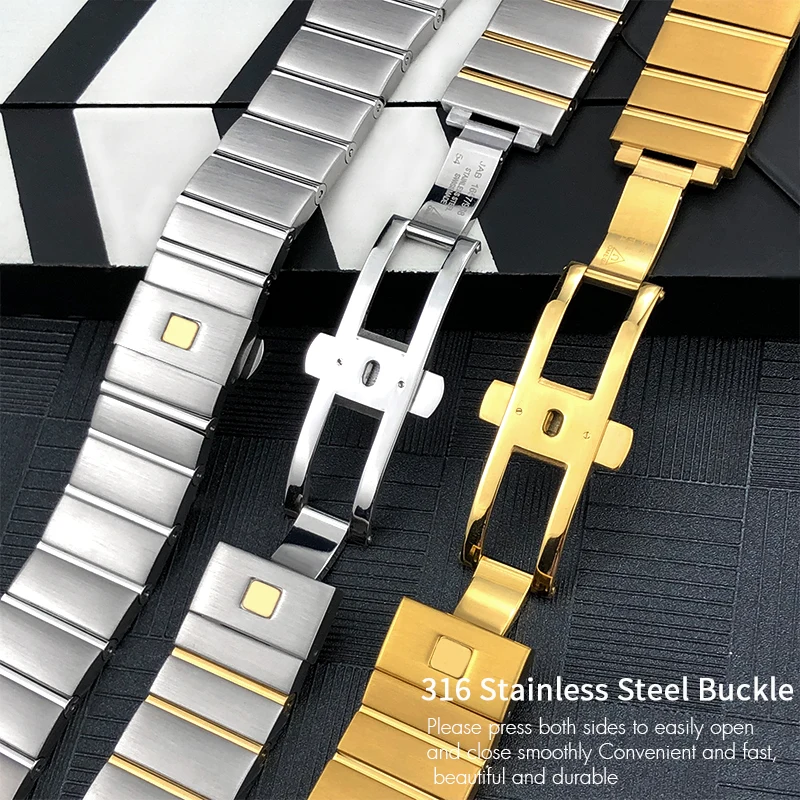 Ремешок для часов из нержавеющей стали 15 мм 17 18 23 25 Omega Constellation Double Eagle серебристый