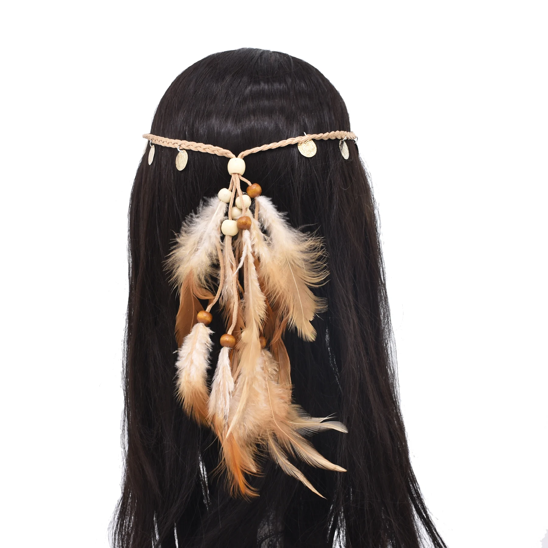 Богемная повязка на голову с перьями повязки для волос павлином регулируемые