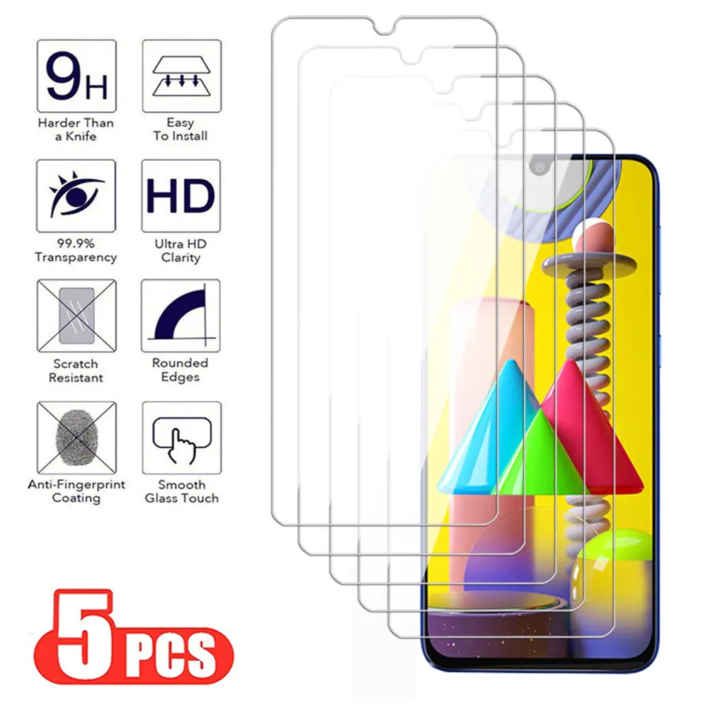 5 шт. закаленное стекло 9H для Samsung Galaxy M31 M32 M33 M34 M42 M51 M52 M53 M54 M62 4G 5G Защитная пленка