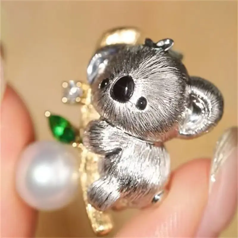 Фото Изысканный кулон Cute Crit Koala, двухместный, нарисованный вручную процесс, инкрустированный сладким и простым №2