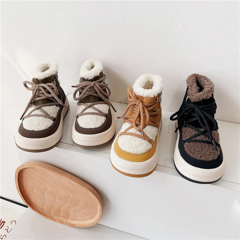 

Winter Children Boots For Boys Warm Plush Rubber Sole Toddler Kids Casual Shoes Sneakers Fashion Girls Ankle Boots 22-30