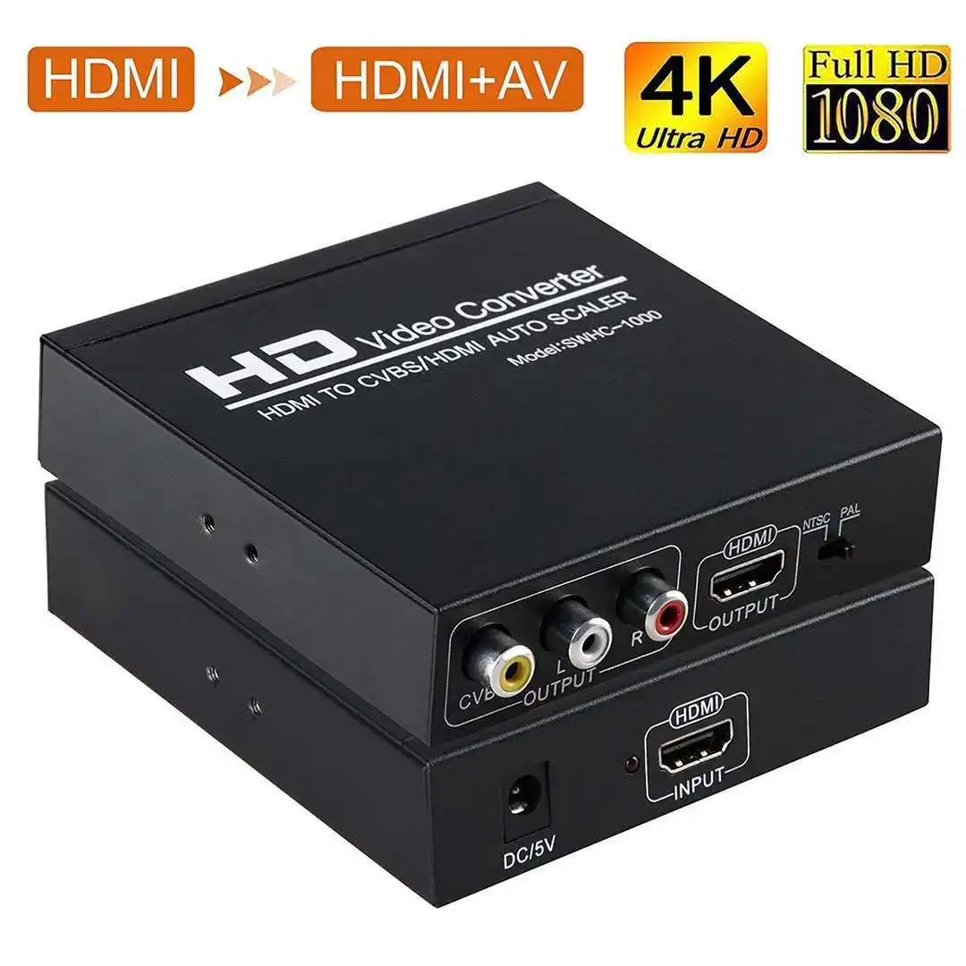 

4K HDMI To AV HDMI Converter 1080P 60hz HDMI To CVBS RCA Composite Video 2 In 1 HD Splitter for PS Monitor TV Projector Camera