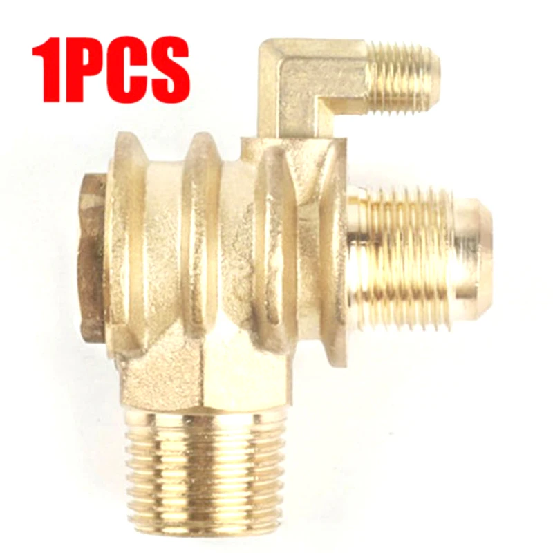 

1Pc Male Thread 3 Way Metal Air Compressor Check Valve Gold Tone