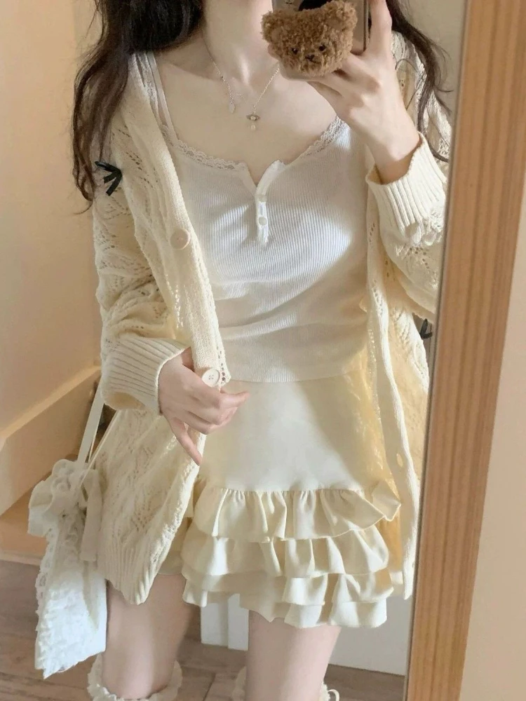 Милый кардиган в японском стиле Женская свободная облегающая простая