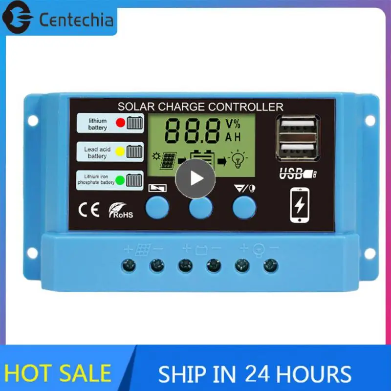 

12v/24v For Lifepo4 Lithium Gel Lead Acid Battery Lcd Display Intelligent Lcd Display With Dual Usb Pv Controller Pwm 5v New
