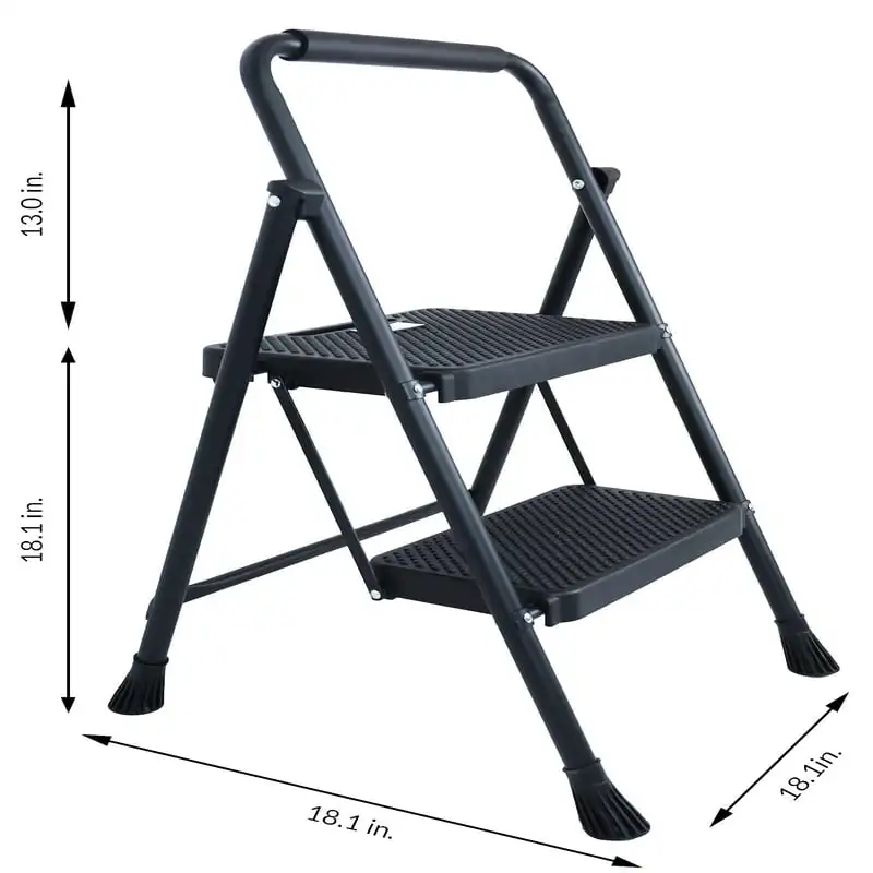 

Складной ступенчатый стул с широкой нескользящей педалью, прочная стальная лестница 330 фунтов, 2-ступенчатая многофункциональная складная лестница