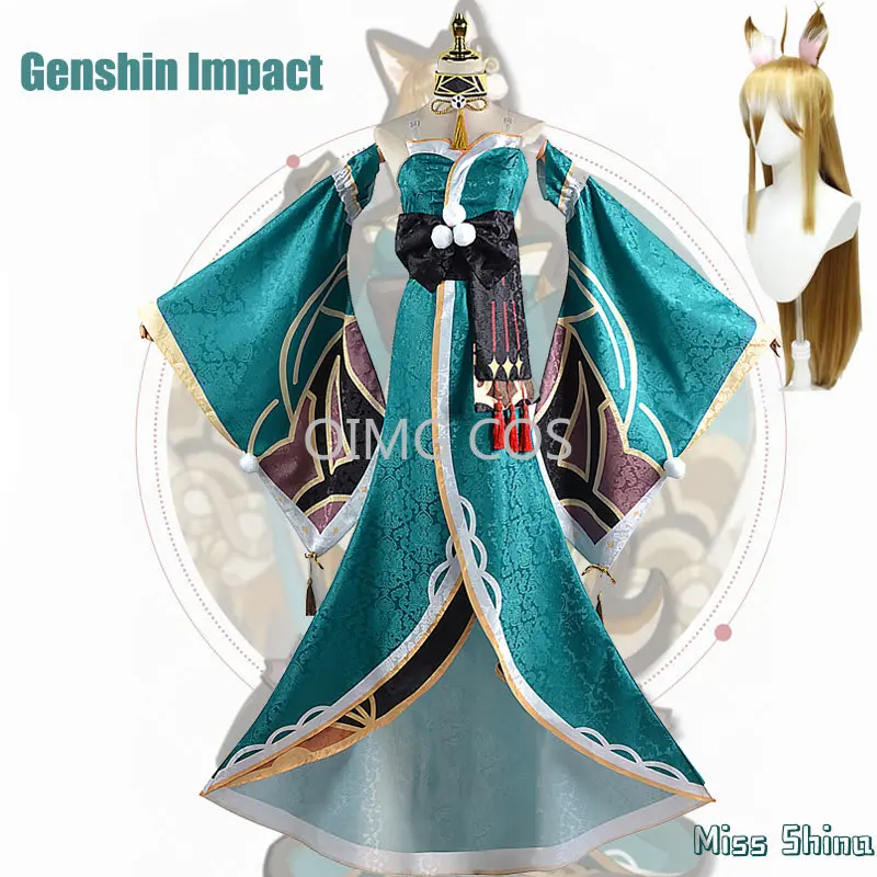 

Костюм для косплея Genshin Impact Miss Hina, Униформа, парик, Аниме Костюмы на Хэллоуин, Женская игра
