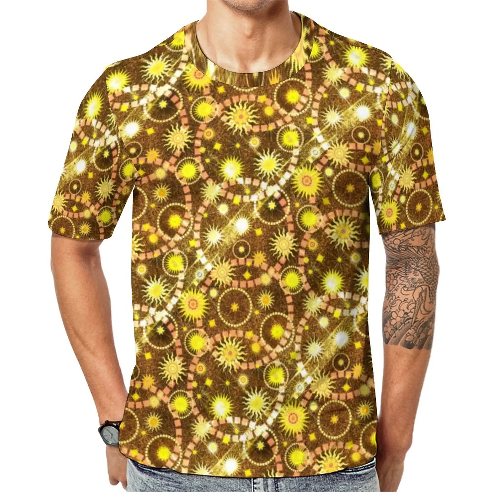 

Tysonia Sun T Shirt Retro Gold Suns Print Popular T Shirts Short Sleeves Printed Tops Wholesale Premium Essential Plus Size Tees