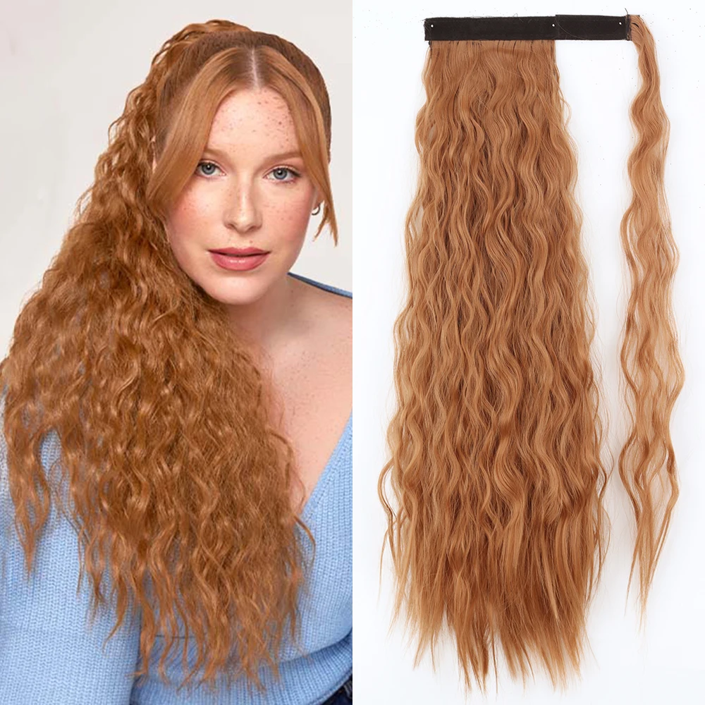 

Synthetic Long Curly Ponytail Wrap Around Clip In Hair Extensions 22 34 Inch Curly Horsetail Hairpiece Fiber Fake Hair Pony Tail