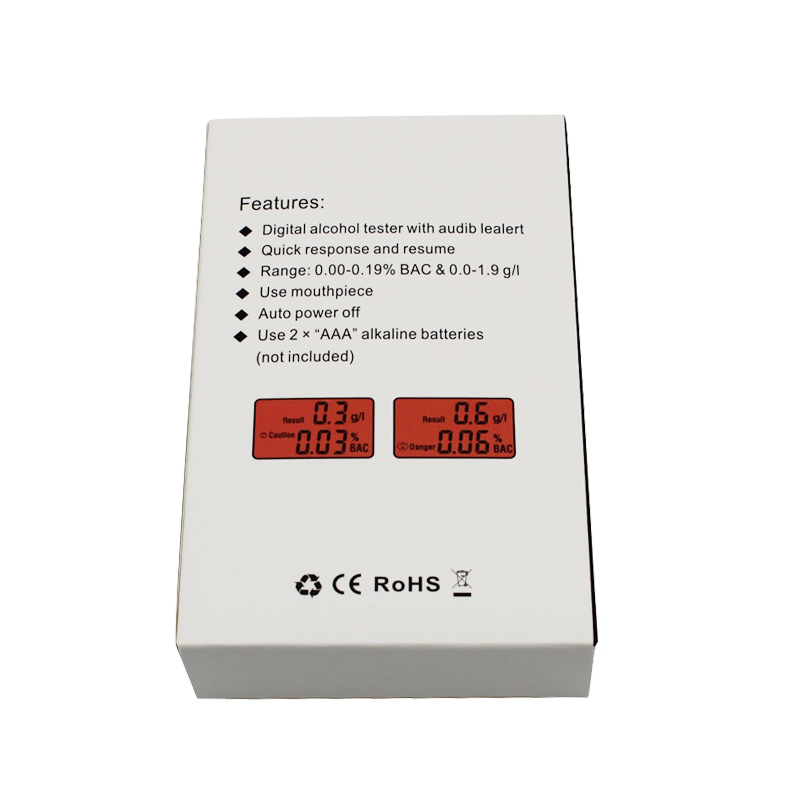 

Цифровой тестер, Алкотестер с 5 мундштуками для водителей, портативный профессиональный Алкотестер для водителей или для домашнего использ...