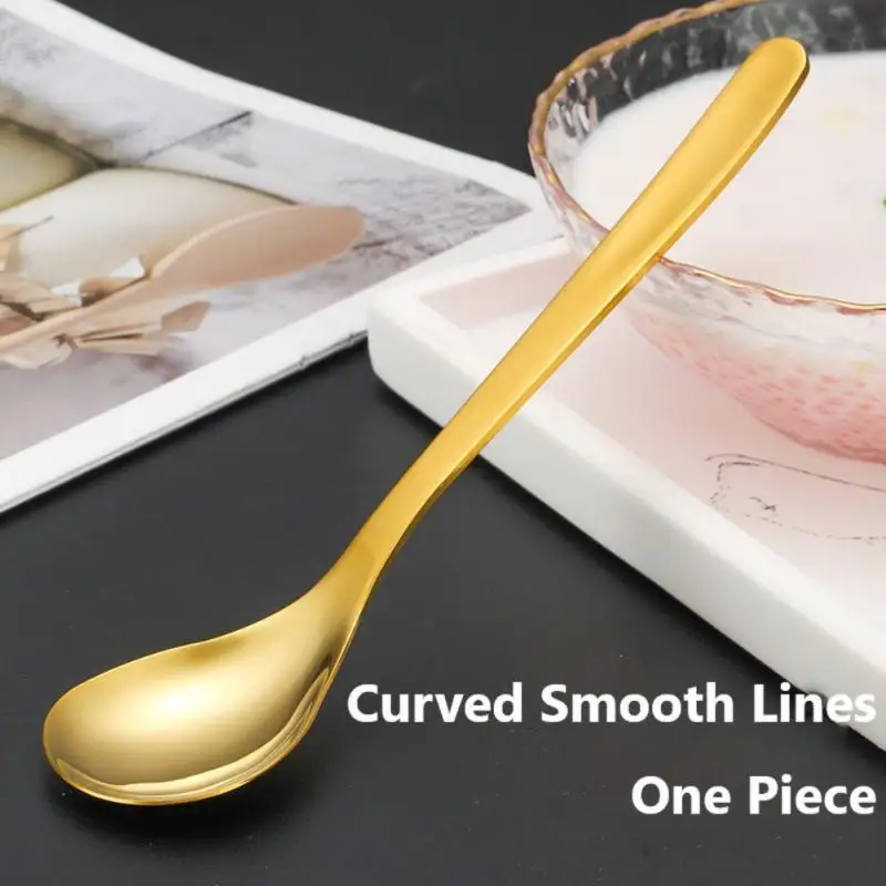 

Stainless Steel Soup Spoons Silver Home Use Round Bottom Thick Spoon Ice Cream Coffee Spoon Tableware Kitchen Accessories