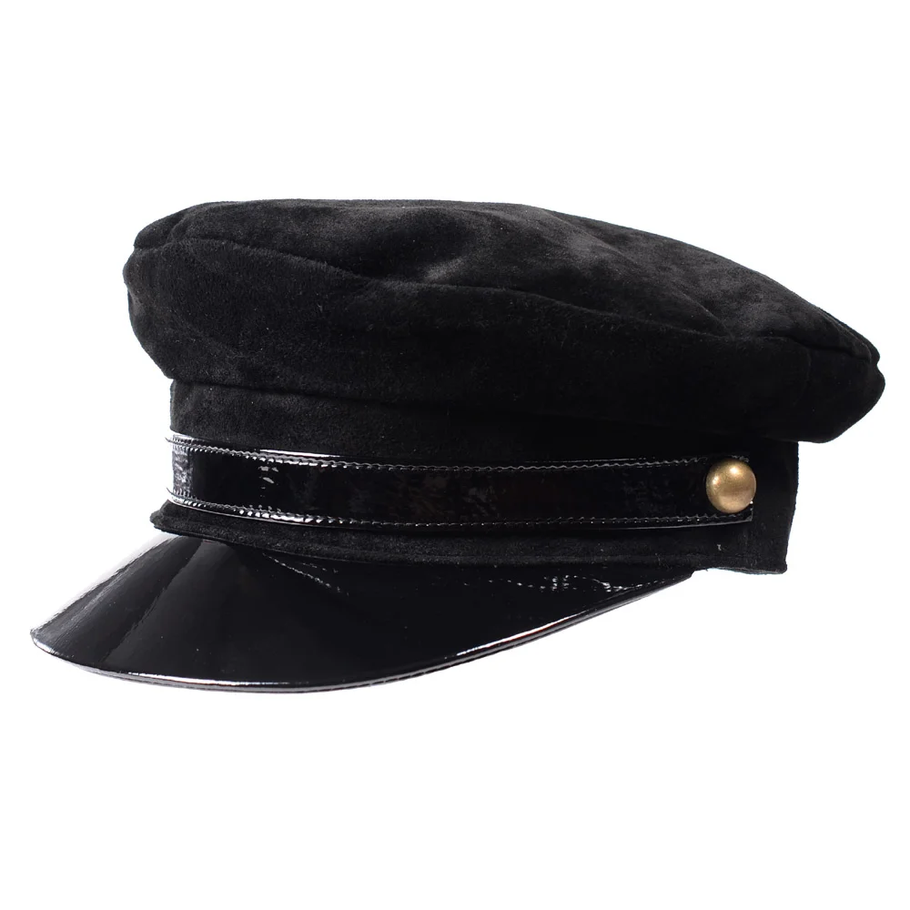 

Men Fashion Accessories Winter Hats Women Korean Suede Patent Leather Panelled Flat Student Caps Newsboy Beret Czapki