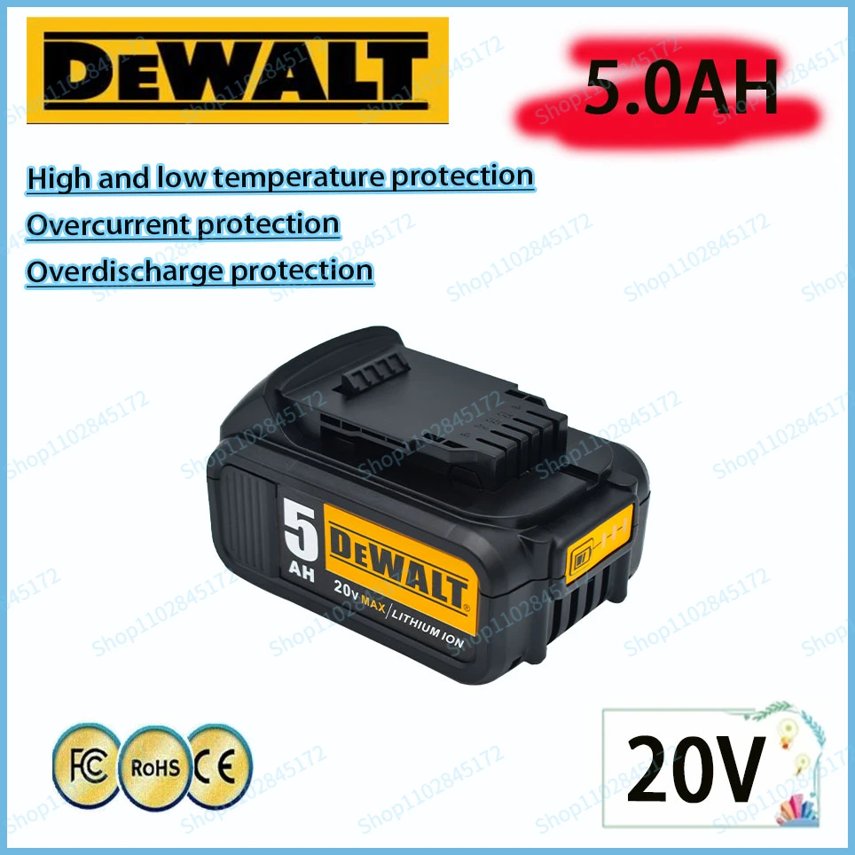 

DeWalt 20V 5.0AH 100% original rechargeable power tool battery, 18650 lithium battery, DCB205DCB204-220V DCB2066000mAh