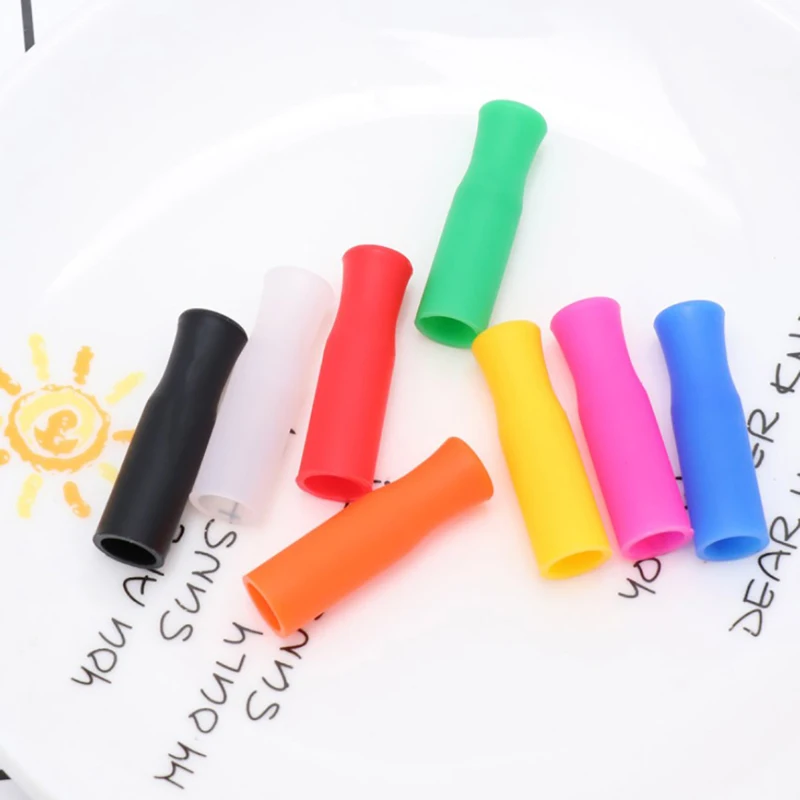 

22pcs Silicone Straw Tips Covers For 6mm Dinking Straws Reusable 304 Stainless Steel Metal Straws Anti Burn Teeth Protector Caps