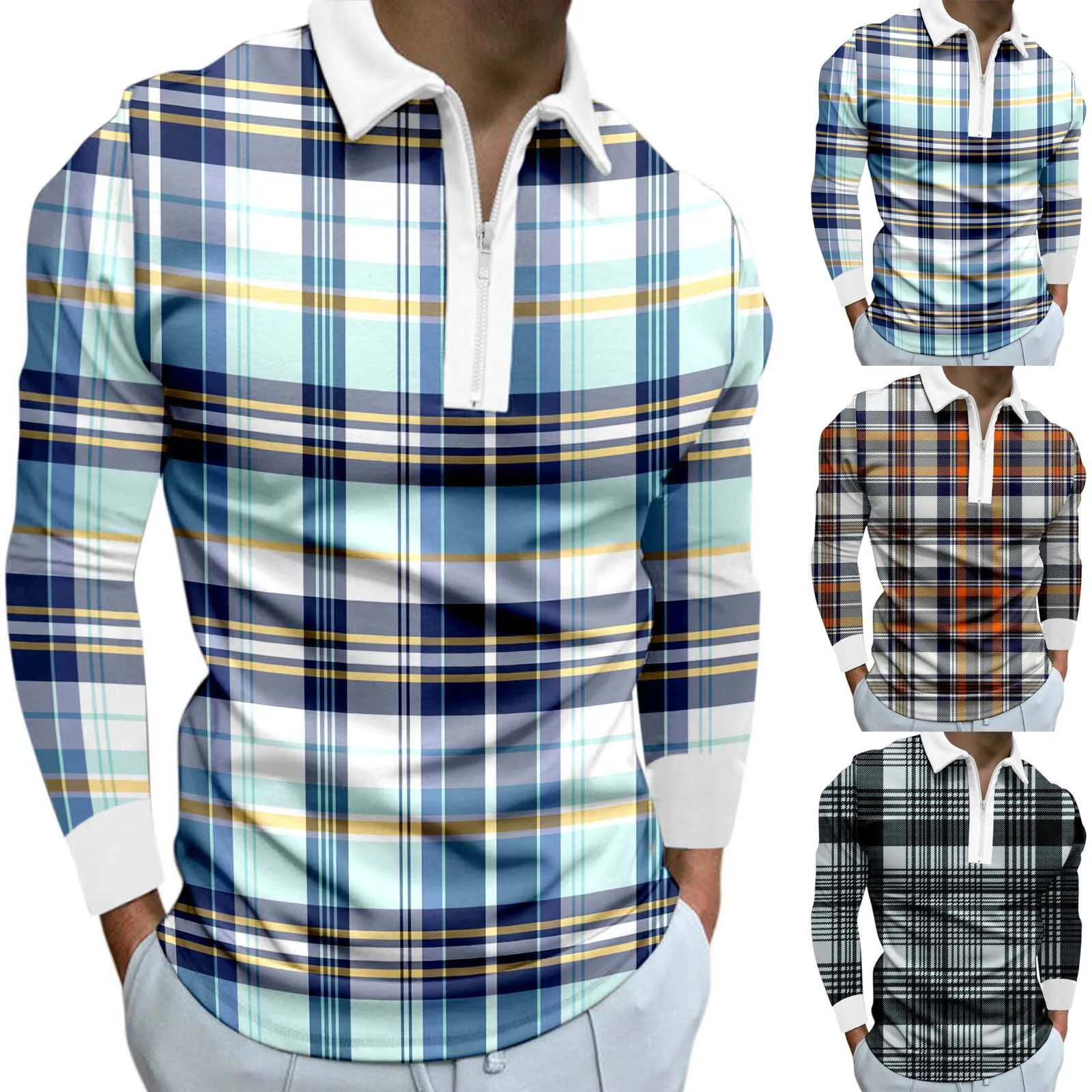 

Men's Tall Long Sleeve Shirts Male Casual Summer Solid Blouse Plaid Collar T Shirt Turn Down Collar Long Short Sleeve Tunic Tee