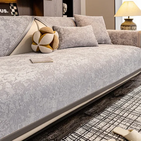 Жаккардовый чехол для дивана из синели, универсальный чехол для дивана на четыре сезона, защита для полотенец, нескользящие L-образные чехлы для дивана для гостиной