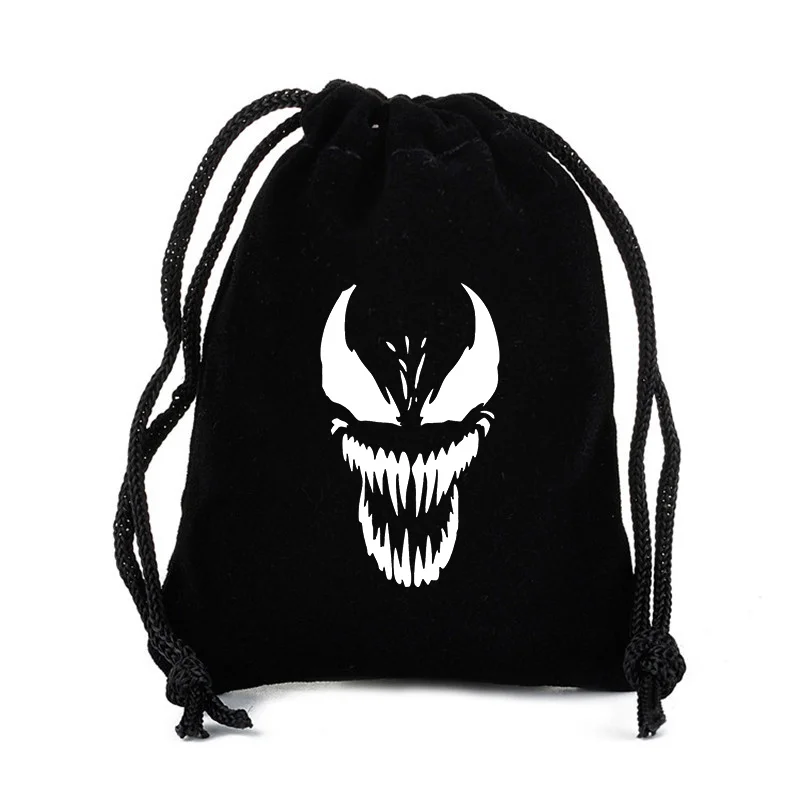 Фото Большая сумка Venom на шнурке, рюкзак с принтом, сумка с рисунком персонажа из мультфильма, вместительная портативная анимированная детская сумка для конфет, подарок №4