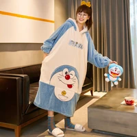 cute and sweet hooded long sleeved pajamas for fallwinter new style thick warm loose loose simple fashion trend pajamas