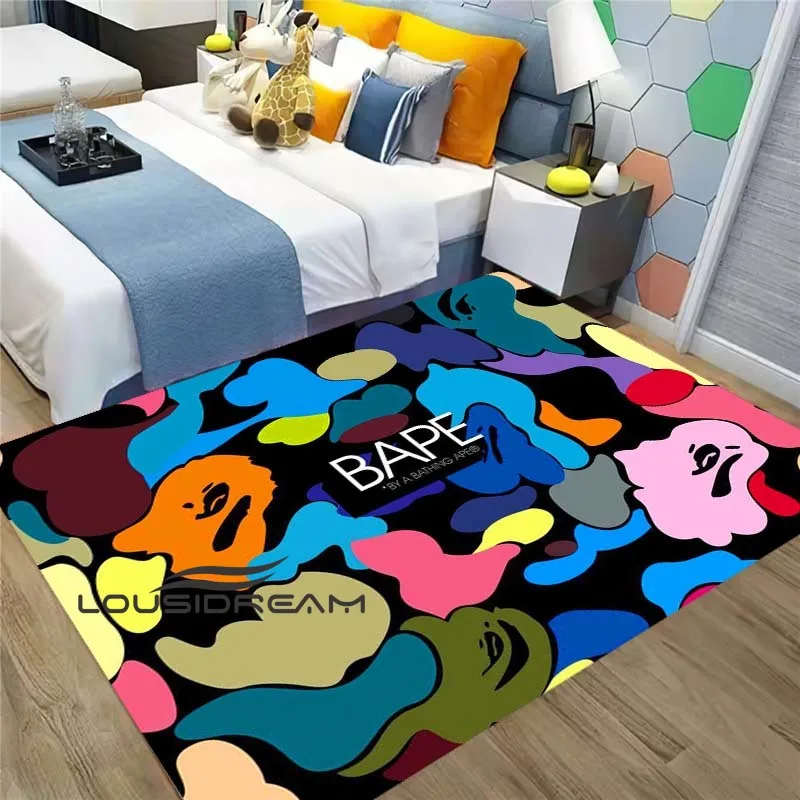 

Modern Tide Brand BAPE Logo 3D Digital Printing Area Large Carpet Living Room Bedroom Bathroom Soft Carpet Non-slip Blanket