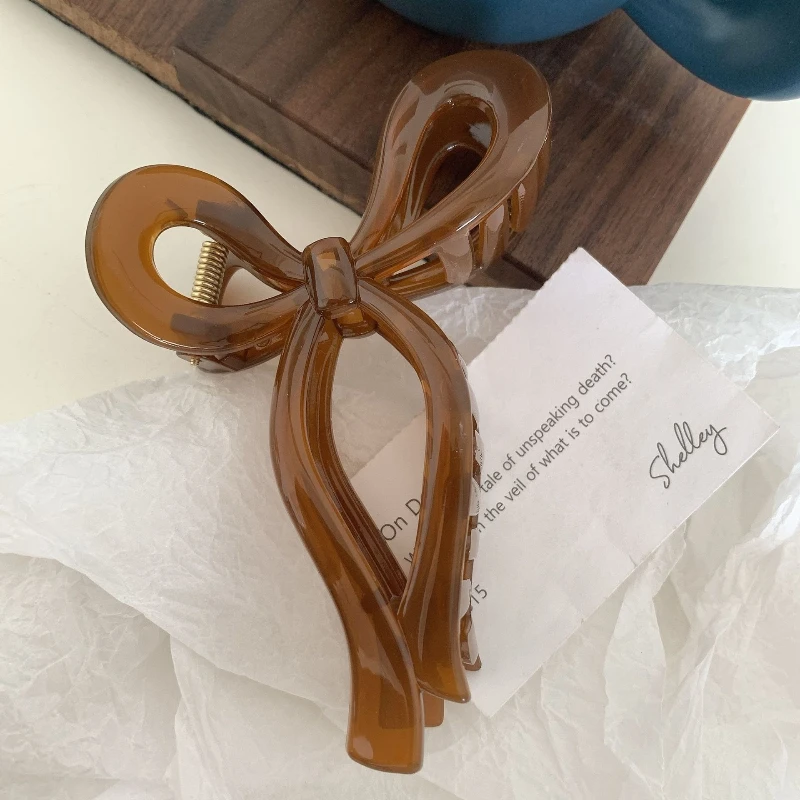 Фото Большая заколка-краб Jelly Bow для волос, акриловые заколки-бантики для хвоста, аксессуары для волос для женщин, заколки-зажимы для девочек, повязки на голову №4