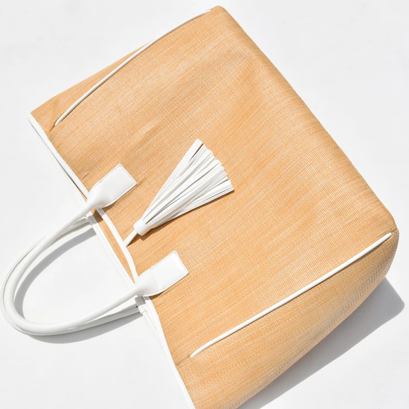 Персональная тканая сумка с кисточками и травой женская ручной работы большой