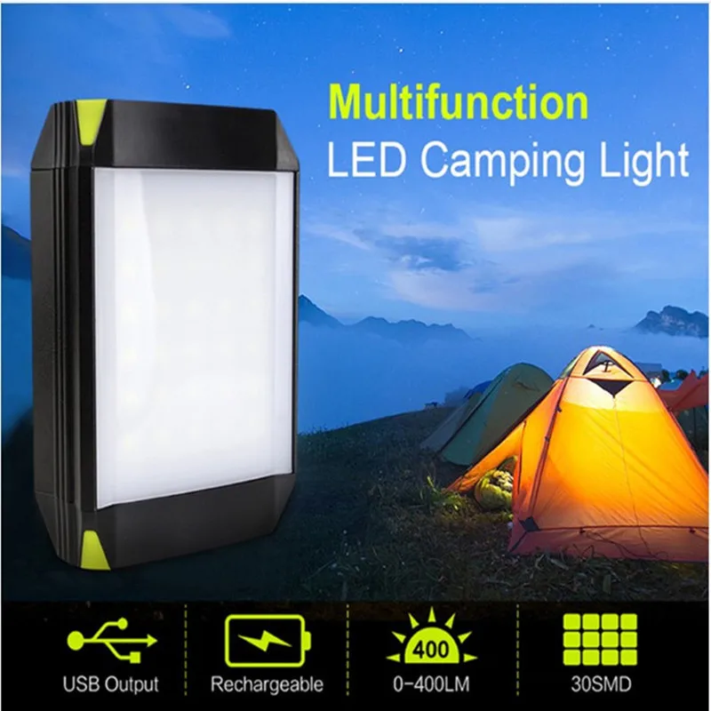 

Flasher Mobile Power Bank Flashlight USB Port Camping Tent Light Outdoor Portable Hanging Lamp 30 LEDS Lantern Camping Light
