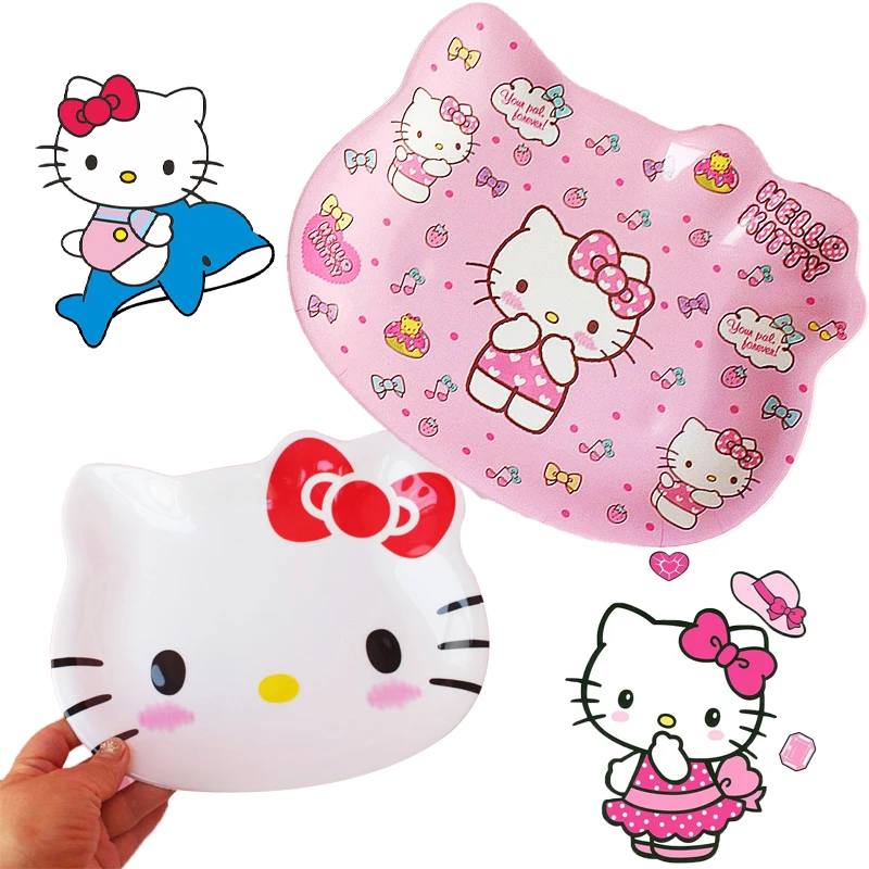 

Sanrioed Hello Kitty Plate Kawaii Anime Saucer Tableware Fruit Plates Cute Cartoon Candy Snacks Tray Tableware Accessories Gift