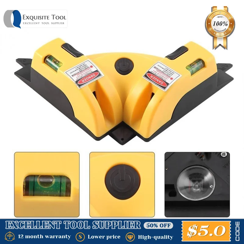 

90 Degree Right Angle Square Mini Niveau Laser Lazer Level Measurement Tool Leveler Construction Electronic Measuring Instrument