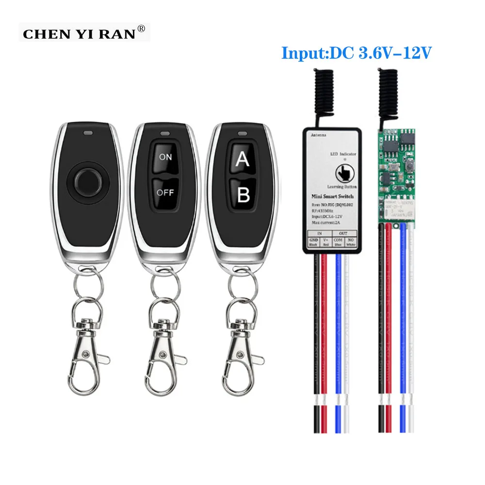 

433 МГц, 3,6 В, 5 В, 9 В, 12 В, 1 канал, миниатюрный умный беспроводной Радиочастотный пульт дистанционного управления, переключатель управления све...
