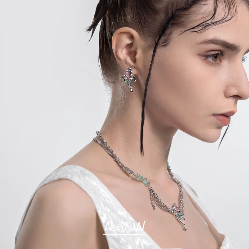 

MASW Original Design Colorful AAA Zircon Earrings 2022 New Spring Trend High Quality Luxury Earrings For Women Jewelry Gifts