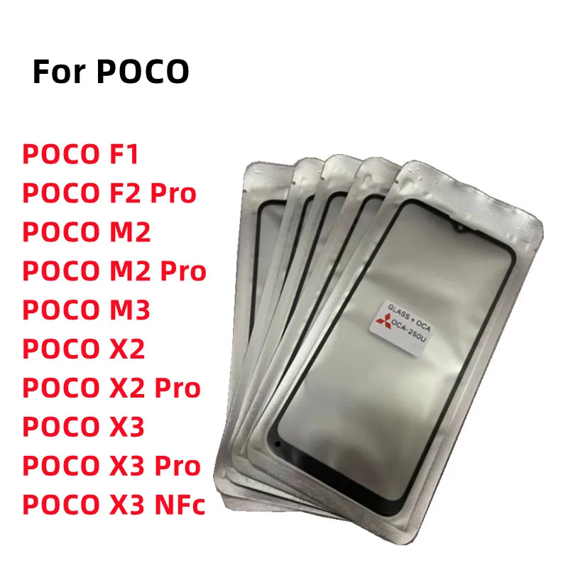 

10 шт./лот Стекло + OCA передняя панель экрана внешняя панель для Xiaomi POCO F1 F2 Pro X2 X3 NFC M2 M3 панель сенсорного экрана сменные детали для ремонта