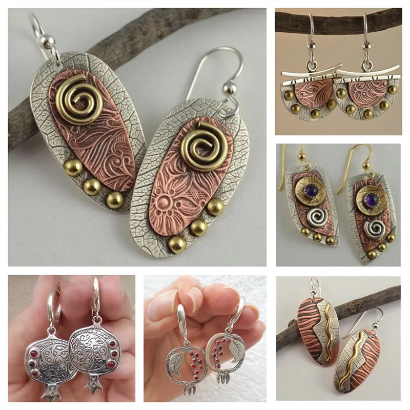 

2023 New Bohemian Earrings for Women Flower Leaf Grain Creative Lady Dangle Vintage Earrings Fashion Jewelry Best Gift