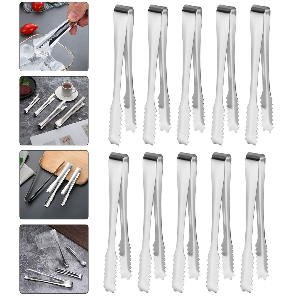 

10Pcs Ice Sugar Cubes Tongs Professional Ice Tongs Portable Ice Clips Party Bar Ice Tongs