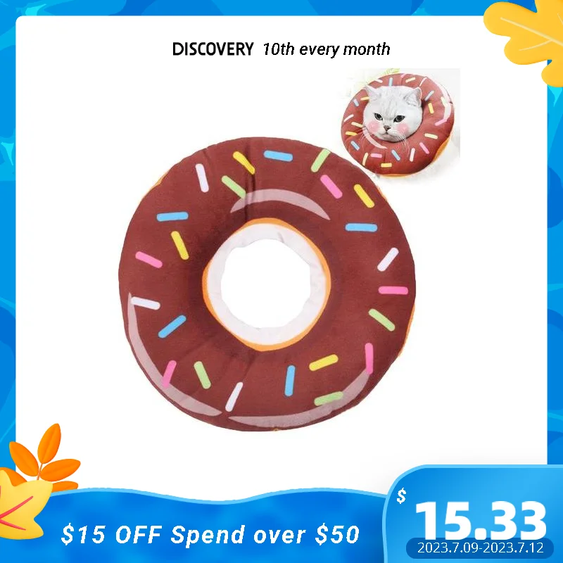 

Elizabeth E-Collar Dog Collar Pet Donut Headgear Cotton Stuffed Print Cat Protection Cover Wound Healing Anti Bite Play Toy