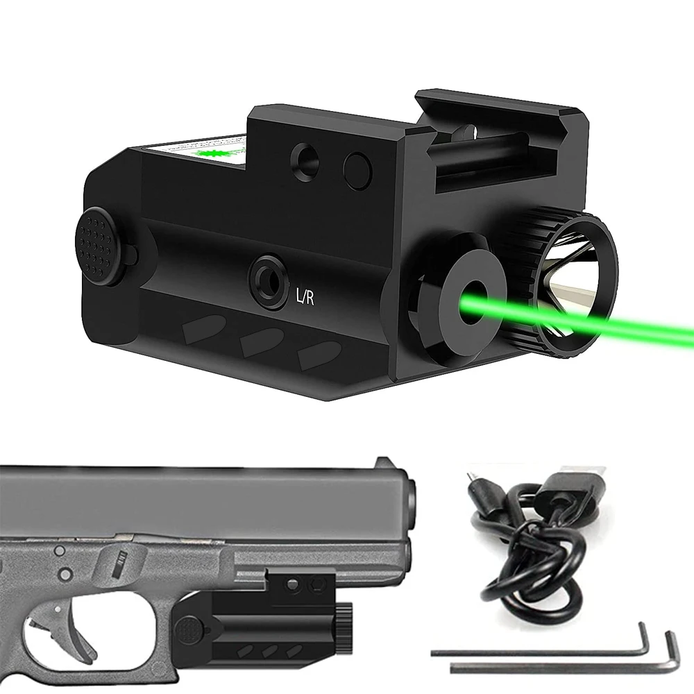 

Tactical Rechargeable Pistol Mini Red/Green Laser Sight for Glock Colt Airgun Rifle Handgun 20mm Rail Mount Hunting Flashlight