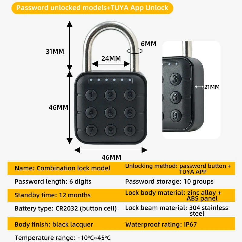 

Умный Bluetooth-замок Tuya с мини-паролем и сканером отпечатков пальцев