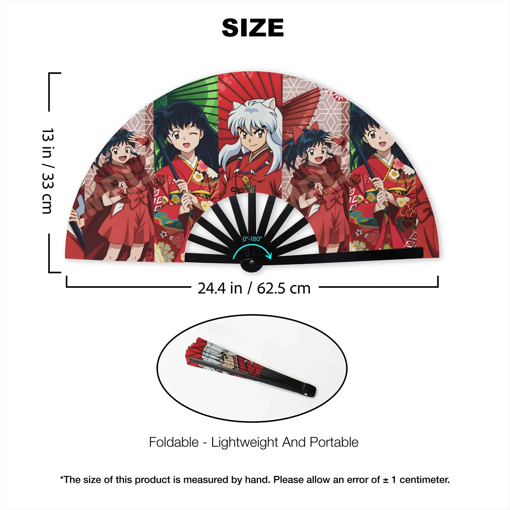 Фото Портативный складной вентилятор Inuyasha Kagome Higurashi Moroha для путешествий, китайский танцевальный веер для охлаждения, ручной вентилятор №3