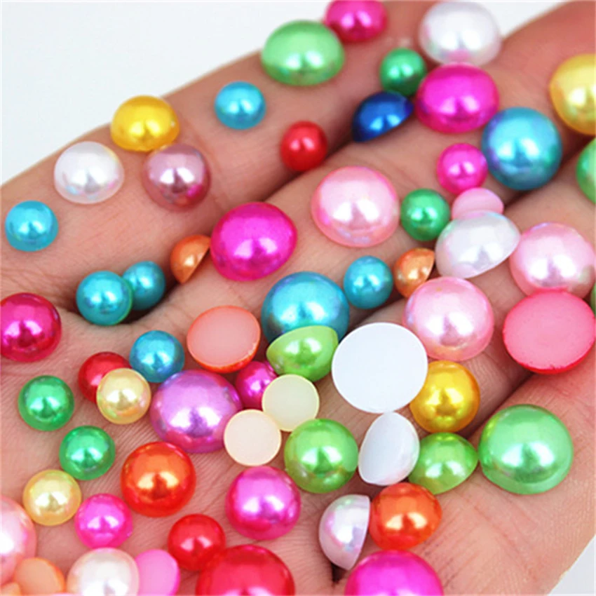 Разные цвета плоская задняя сторона полукруглая искусственная жемчужина