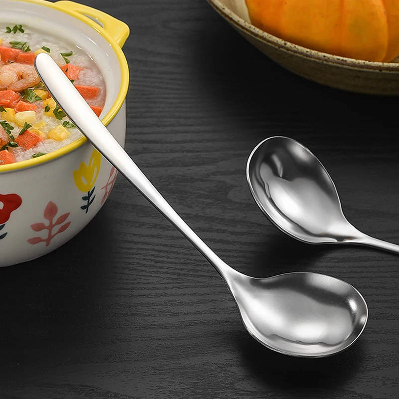 Ложка Из Нержавеющей Стали С Длинной Ручкой Кухонная Утварь Для Супа И Рамэн